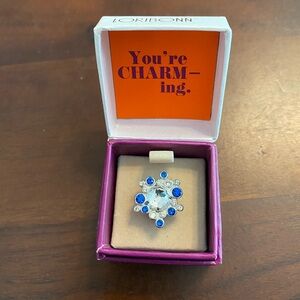 Lori Bonn Sterling blue and white crystals with facets slide charm. Sparkly.